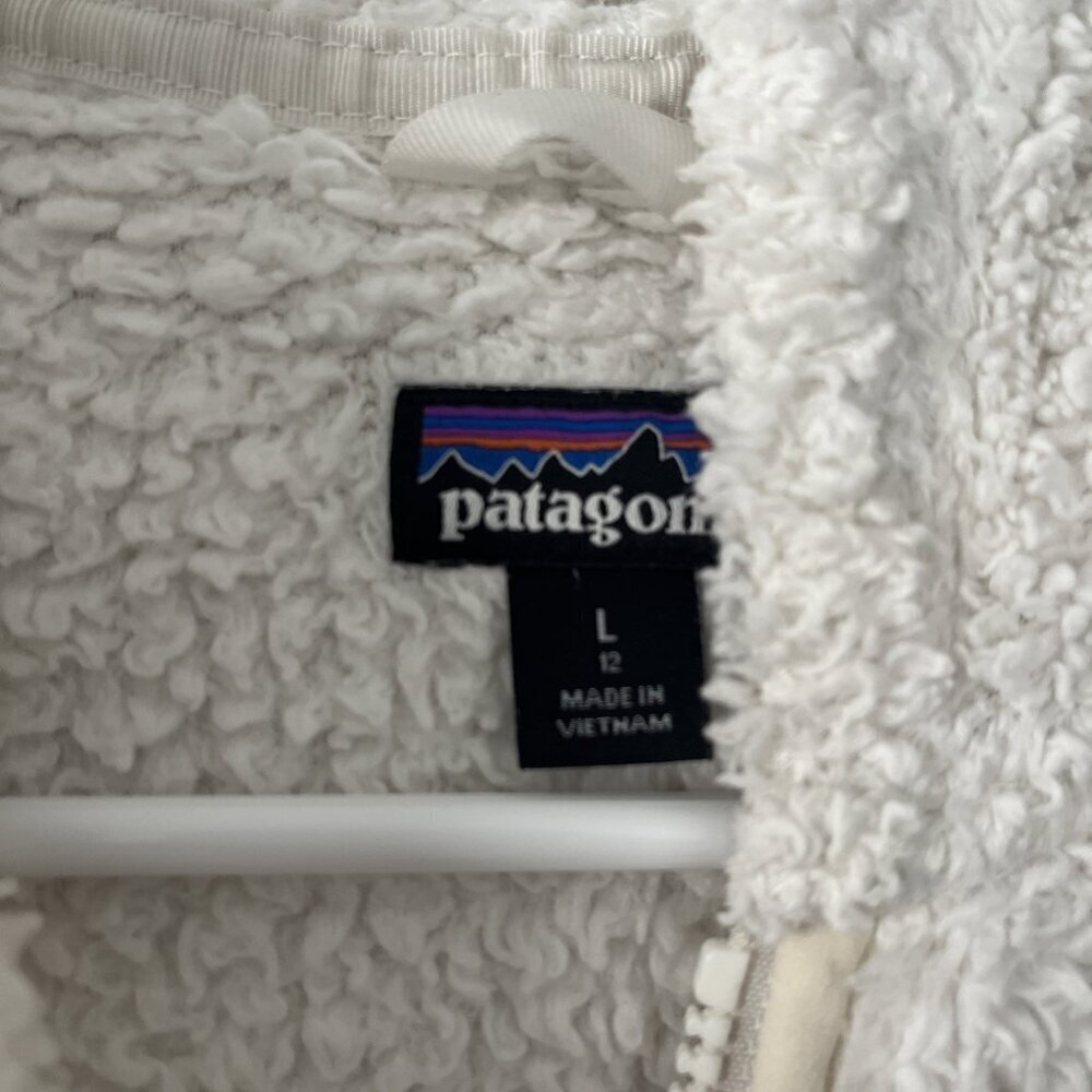 Patagonia Girls Ivory Sherpa Fleece Jacket Full Zip hoody size LARGE - Picture 4 of 7